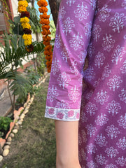 Lavender Border kurta