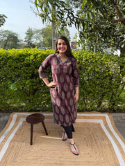 Wine kashish V neck kurta