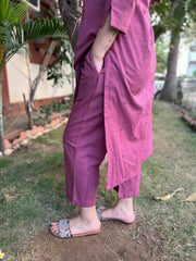 Onion Pink grey south cotton coord set - MYSANSKRITAM