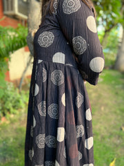 Handblock printed side gather dress - MYSANSKRITAM