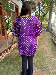 Purple Bandhini Modal silk free flow top