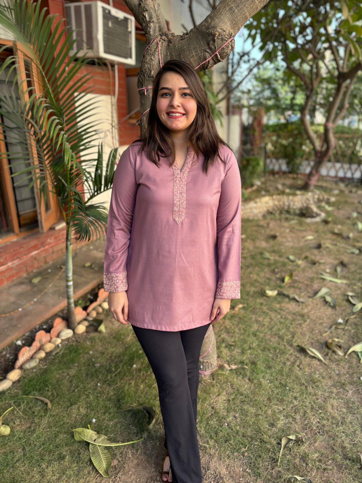 Onion pink Woollen short kurti