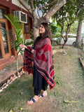 Black Border kurta with South cotton ajrakh duppata - MYSANSKRITAM