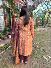 Mustard Tussar Silk suit set