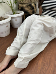 White overall elastic salwar