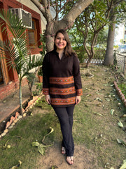 Black Kullu border woollen short kurti