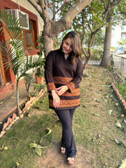 Black Kullu border woollen short kurti