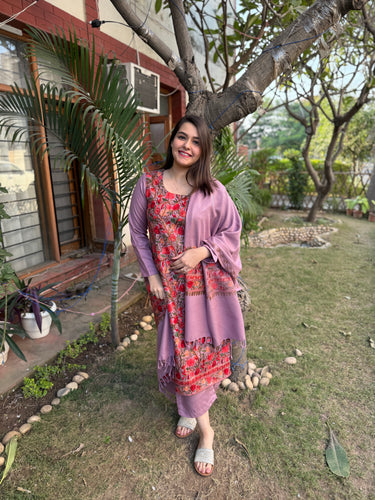 Onion embroidered Woollen full suit set