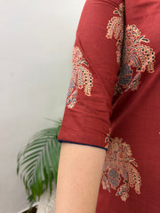 Brick red bunch print kurta