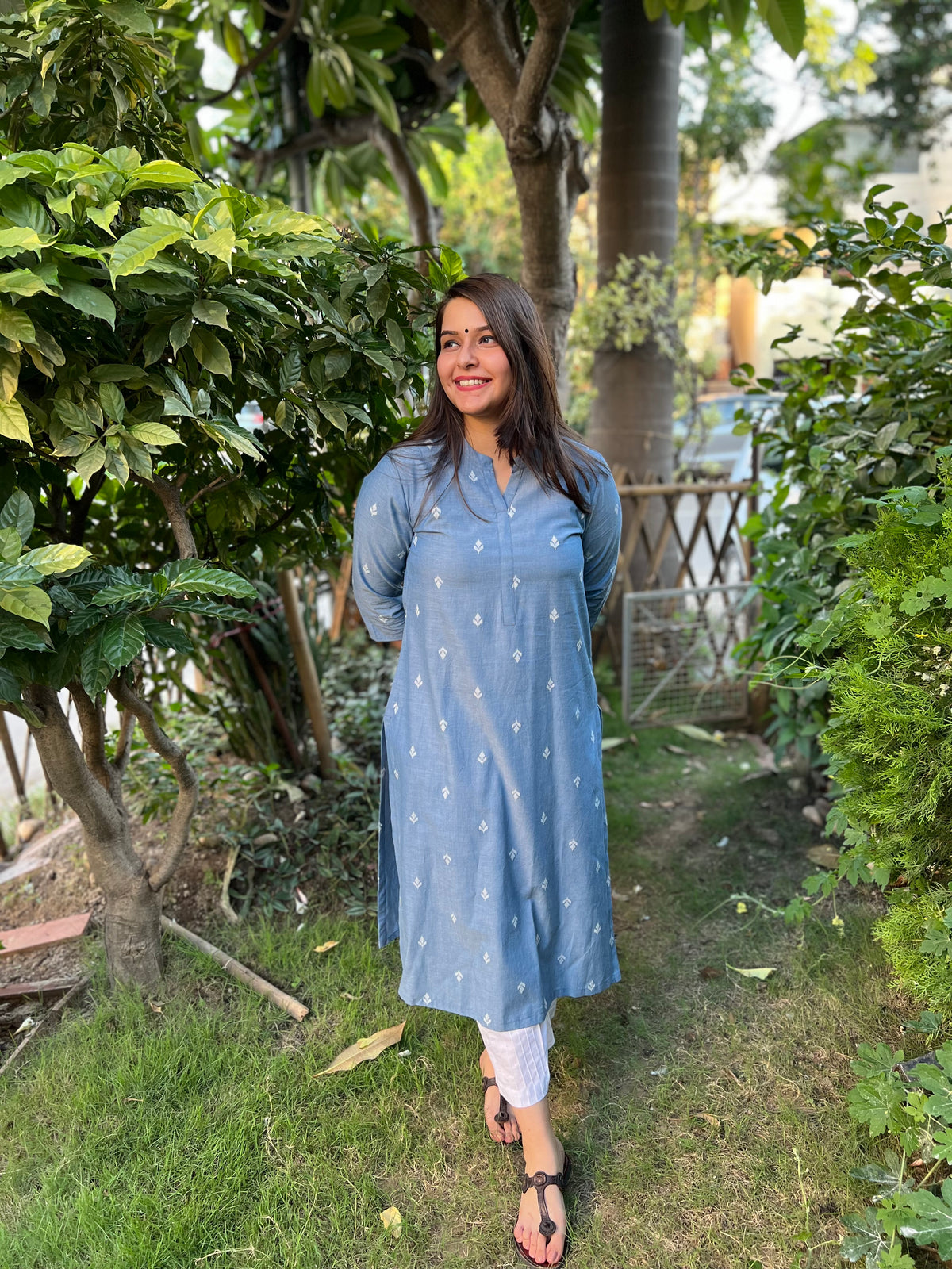 Sky Blue basic malai cotton kurta - MYSANSKRITAM