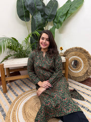 Green floral woollen kurta