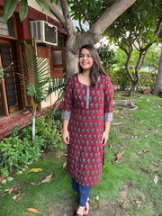 Dark Maroon Ambi kurta - MYSANSKRITAM