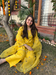 Haldi yellow embroidered Suit set