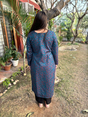 Ferozi floral woollen long kurta