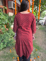 Maroon rose yoke kurta - MYSANSKRITAM