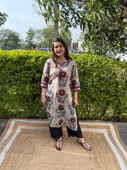 Grey Big rose kurta