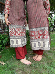 Maroon lines bagru Designer kurti - MYSANSKRITAM