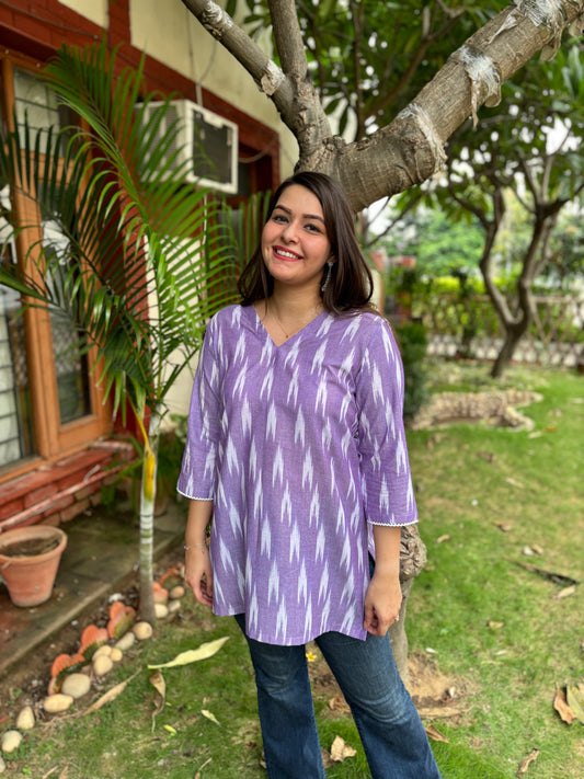 Lavender Ikkat short kurti