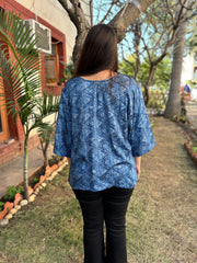 Indigo Satin silk top