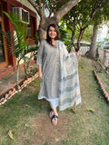 Slate Grey Kurta with handblock Chanderi duppata - MYSANSKRITAM