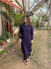 Blue Woollen Collar Kurta