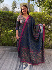 Blue Floral Suit Set by Sanskritam