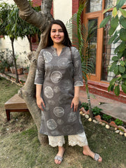 Grey circle Digital print kurta