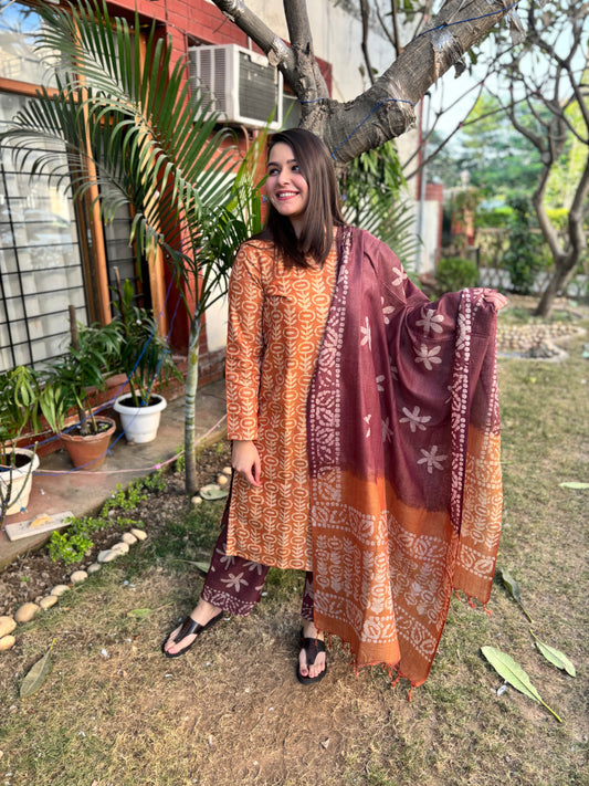 Mustard Tussar Silk suit set