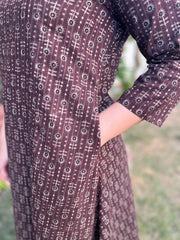 Brown buti A-Line Kurta