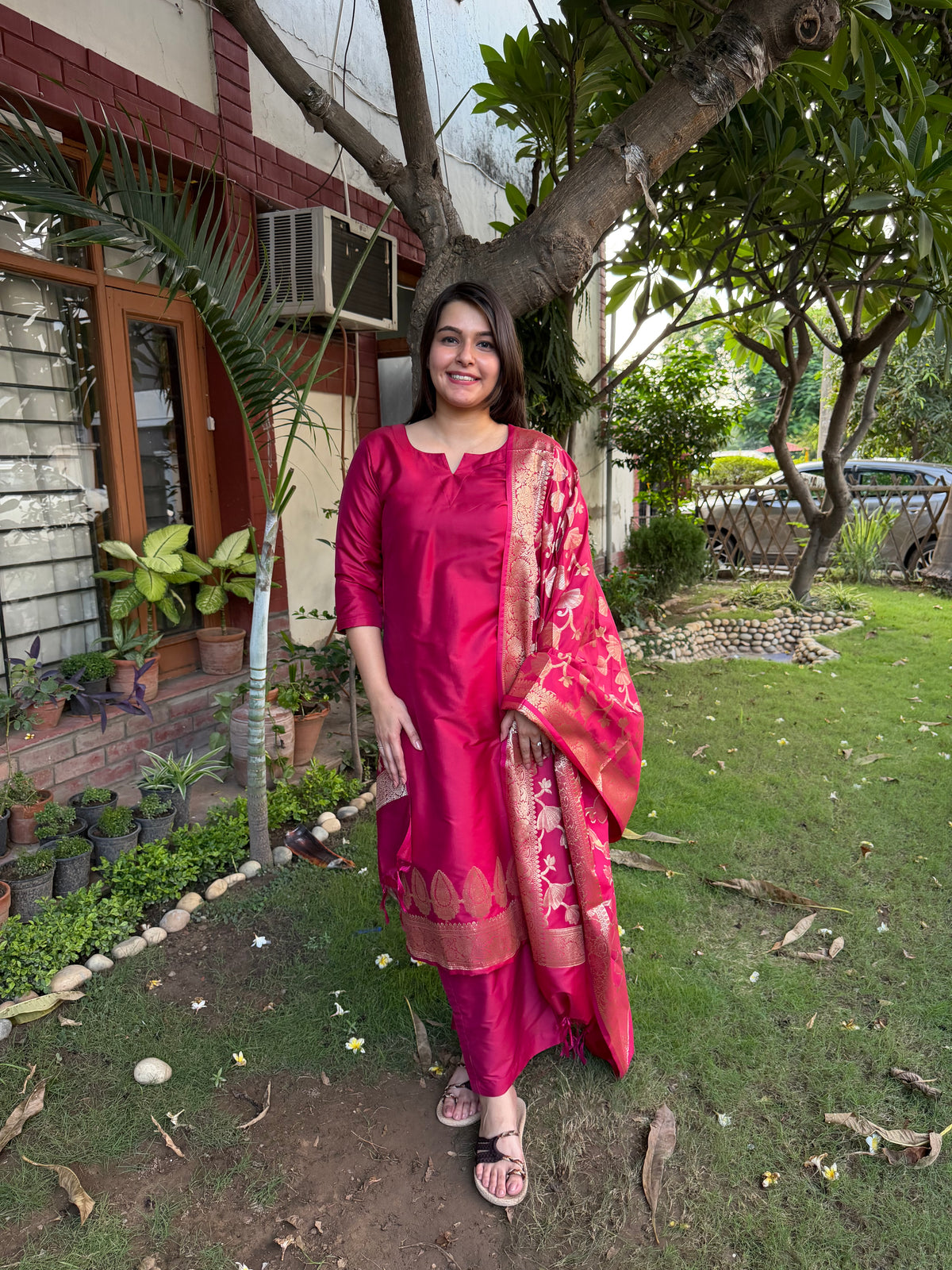 Maroon Banarsi Full suit set