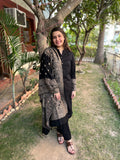 Black Woollen suit set with Shawl - MYSANSKRITAM