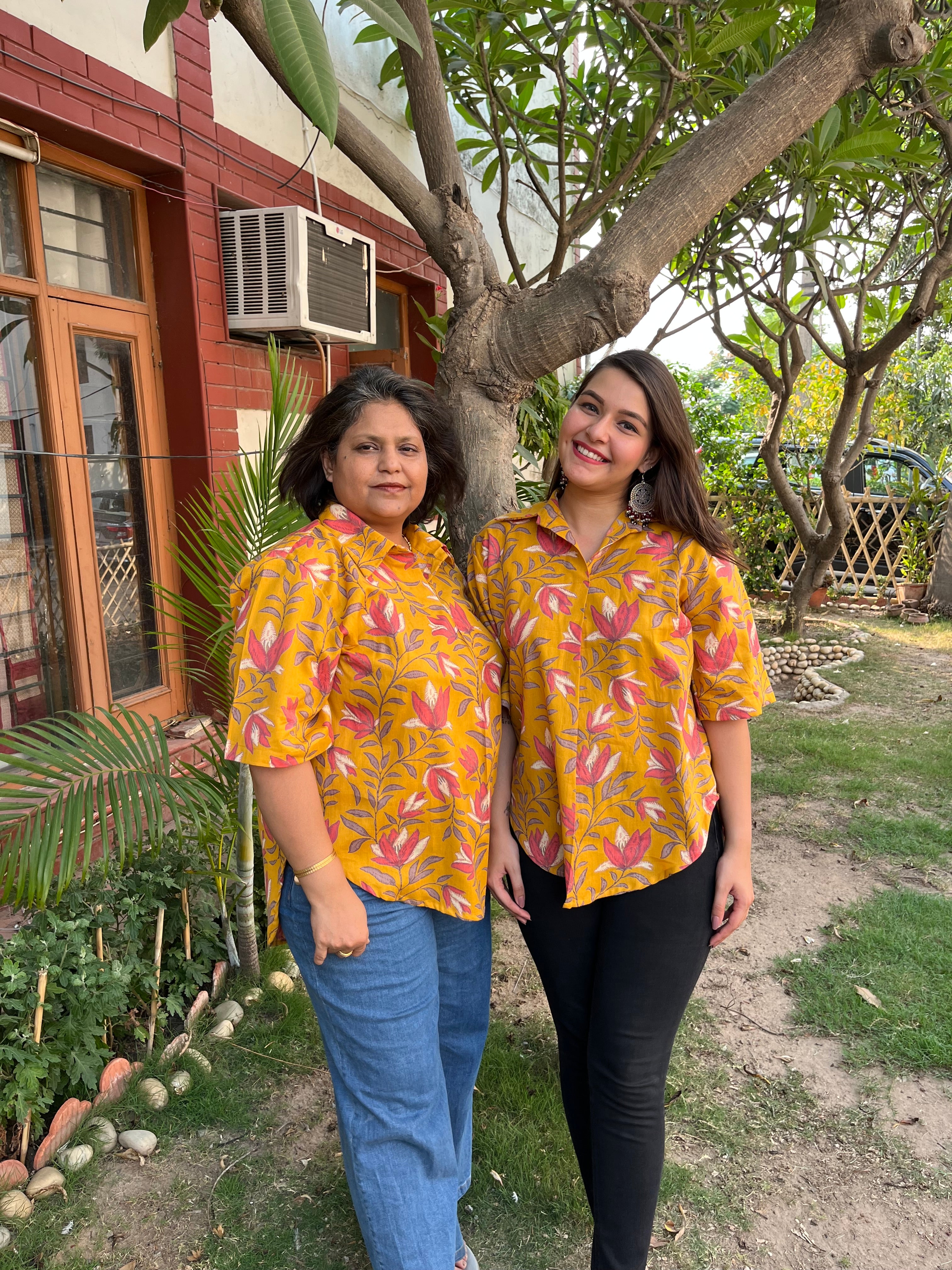 Mustard Floral Top - MYSANSKRITAM