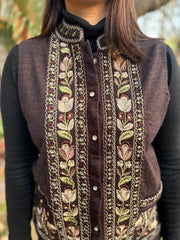 Coffee embroidered Sidra (waist coat)