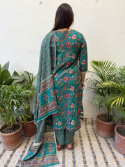 Green Floral Lacework Suit Set