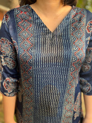 Indigo designer panel Modal silk kurta