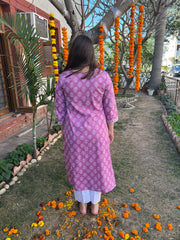 Lavender Border kurta