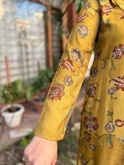 Leaf green Floral Spun suit set