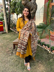 Mustard embroidered kurta with Chanderi Duppata