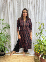 Black Kairi Ajrakh Kurta - MYSANSKRITAM