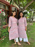 Lavender floral yoke kurta duppata set - MYSANSKRITAM