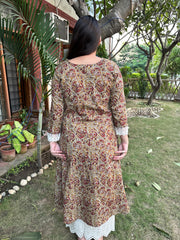 Mustard kalamkari Aline Kurta