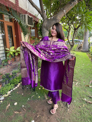 Purple Banarsi Silk Suit Set