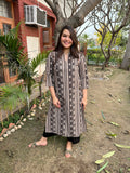 Brown Geometric Ban Neck Kurta - MYSANSKRITAM