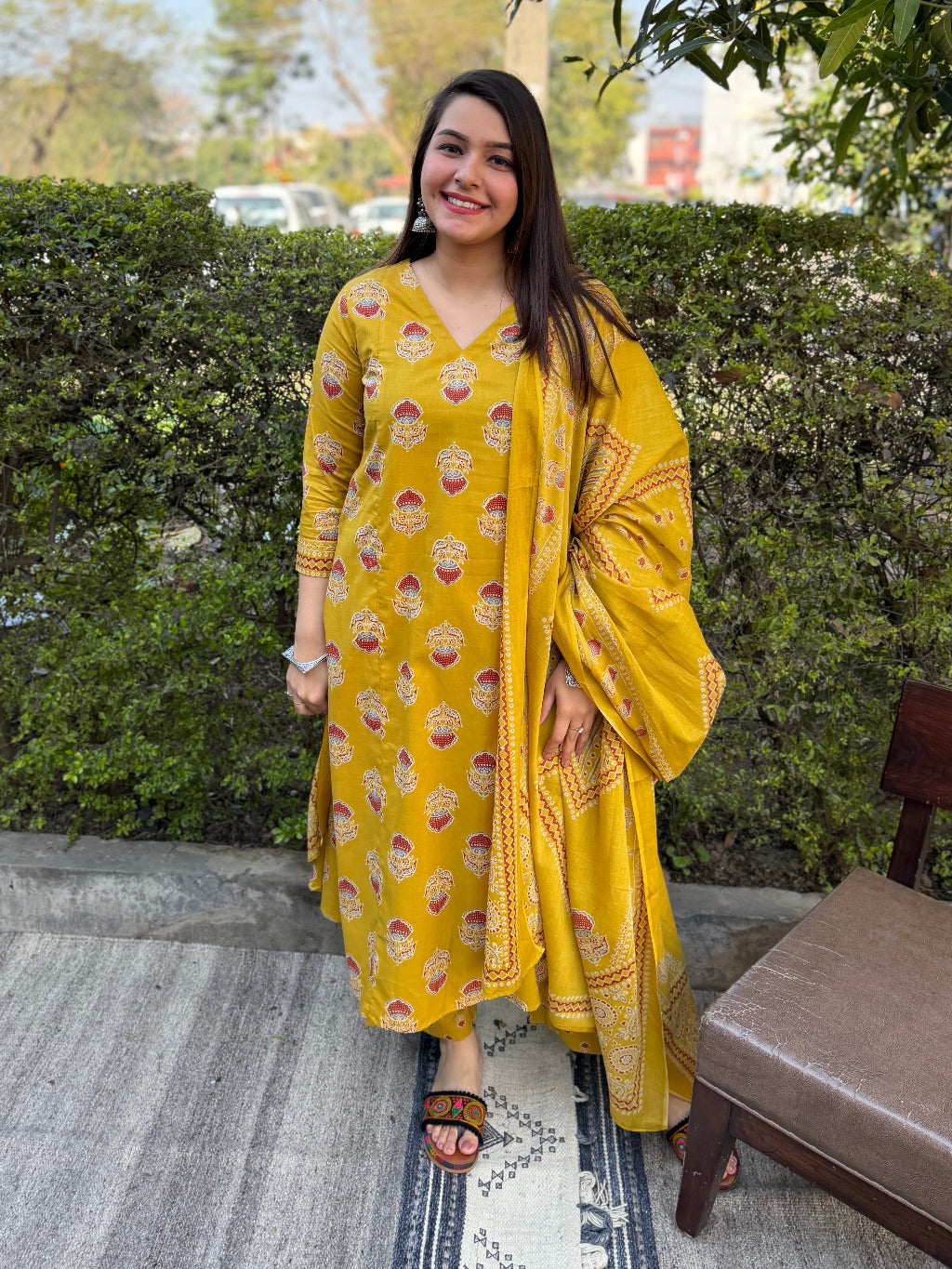 Yellow Rose Aline Full Suit Set by MySanskritam