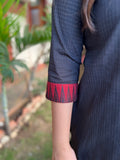 Black Border kurta with South cotton ajrakh duppata - MYSANSKRITAM