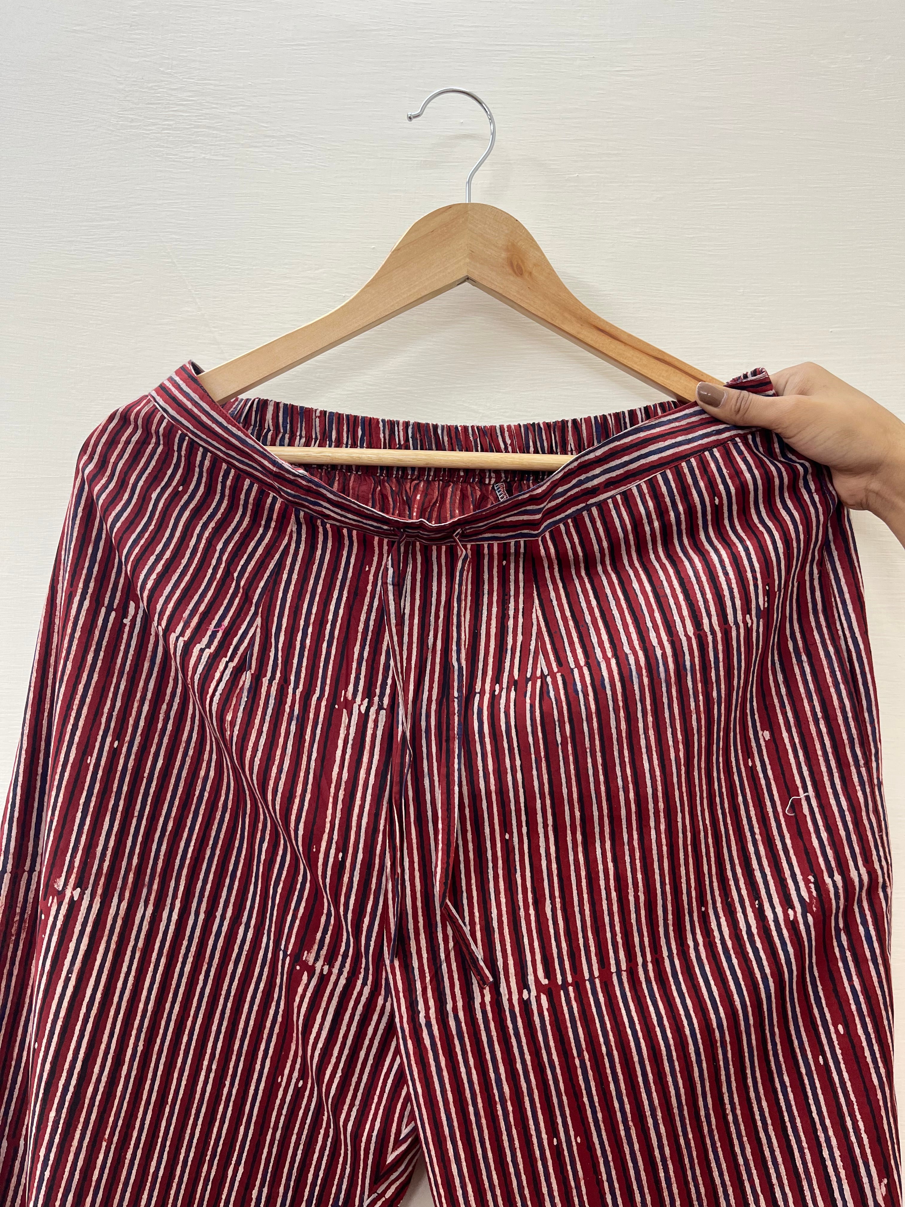maroon lines palazzo - MYSANSKRITAM