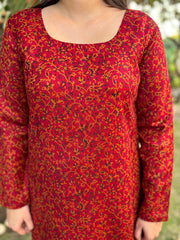 Red Floral woollen Kurta