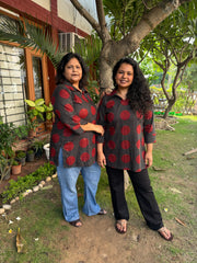 Black circle dotted short kurti