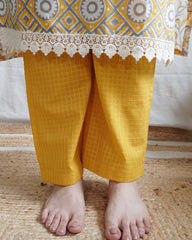 Mustard floral lacework coord set