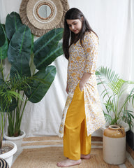 Mustard floral lacework coord set